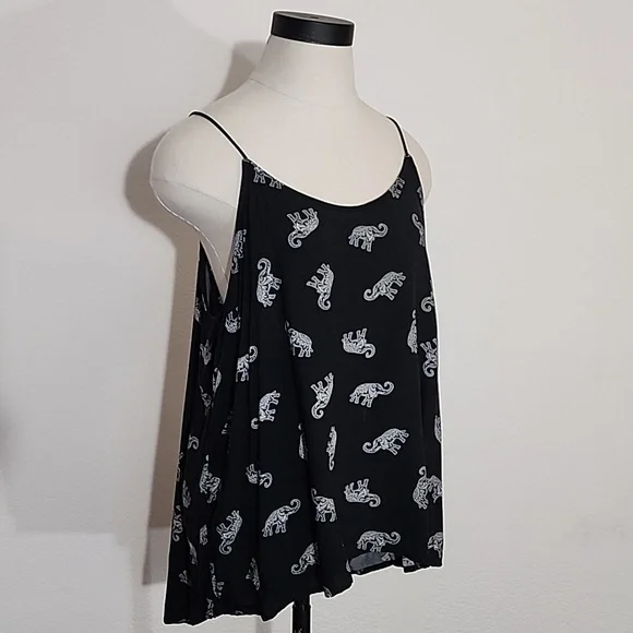 No Boundaries Top Elephants Spaghatti Strap Black Plus Size XXL - Picture 7 of 11